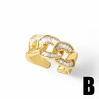 Copper Ring With Real Gold Plating And Zircon Accents For Women