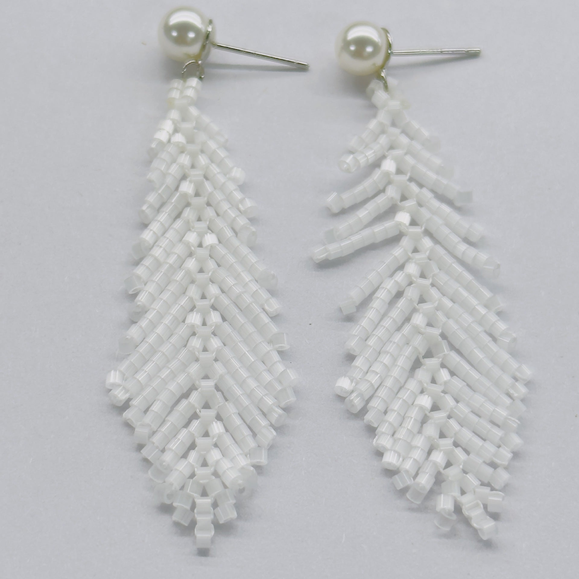 Cool Vintage Feather And Bead Earrings With Long Tassel Accents