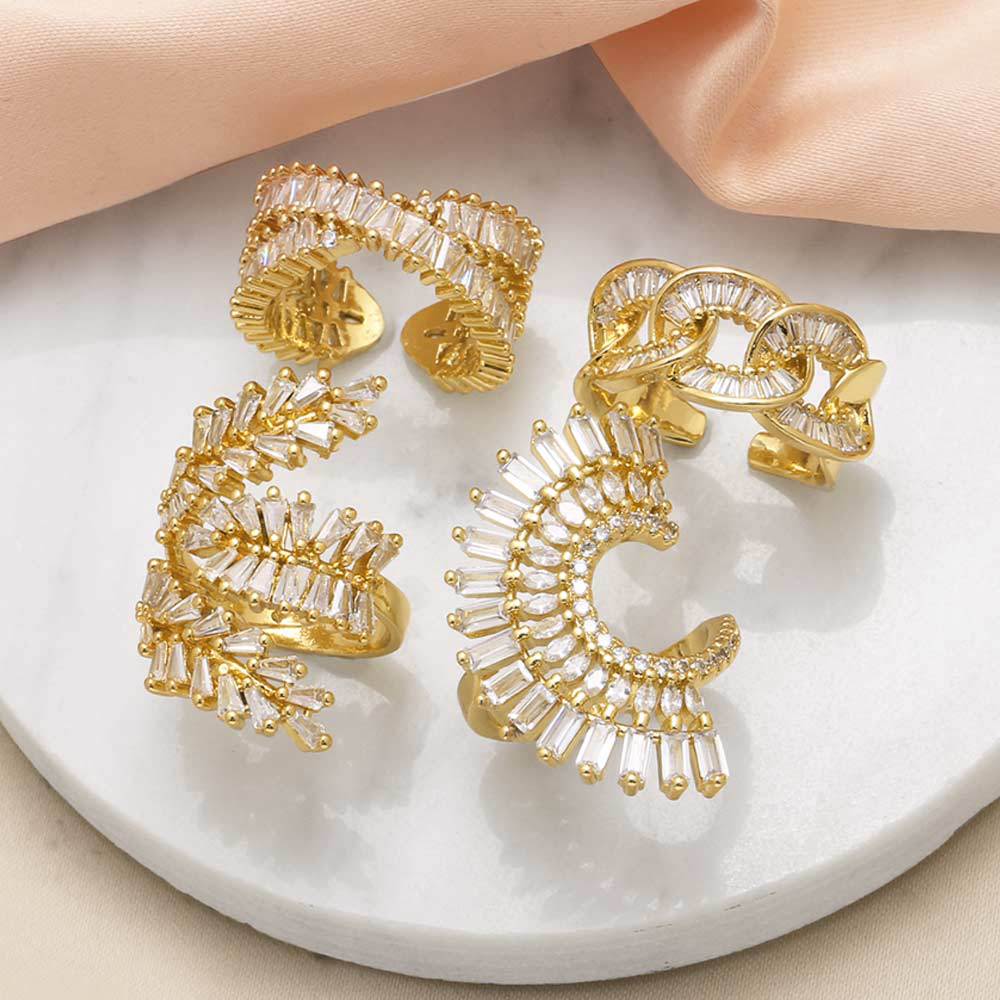 Copper Ring With Real Gold Plating And Zircon Accents For Women