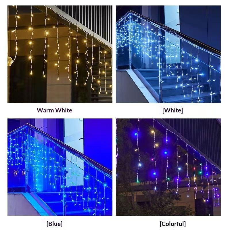 Waterproof Icicle Waterfall Lights With Starry Accents