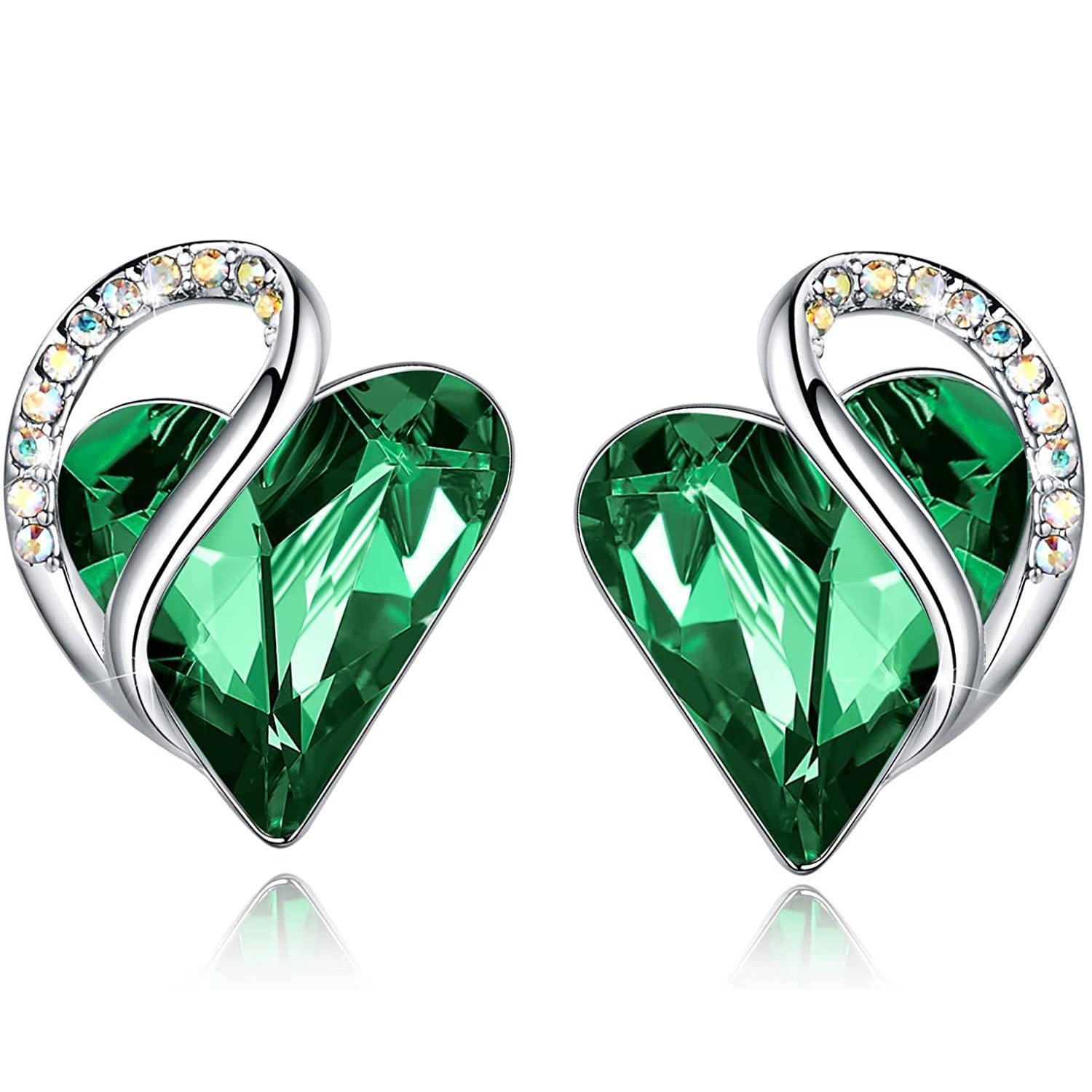 Ocean Heart Minimalist Earrings With Birthstone Accents