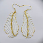 Cool Vintage Feather And Bead Earrings With Long Tassel Accents