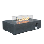 52 Inch Outdoor Concrete Propane gas rectangle Fire Pit table in Dark Gray color