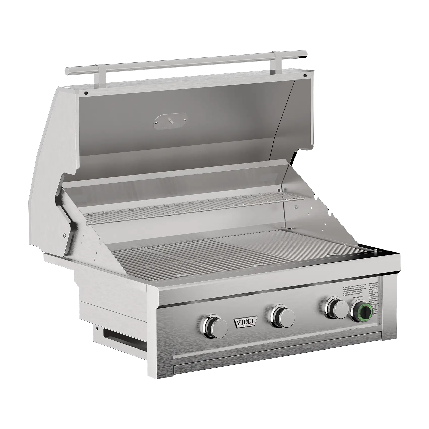Videl USA 36" Commercial Premium Built-In Gas Grill – 3 Burner 304 Stainless Steel Outdoor Kitchen BBQ, 51,000 BTU