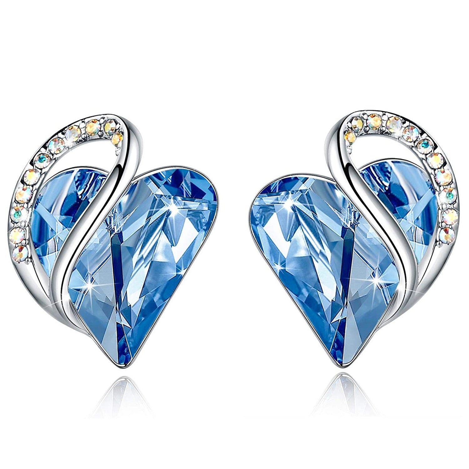 Ocean Heart Minimalist Earrings With Birthstone Accents