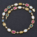 Hip-hop Colorful Gemstone Necklace With Zircon Accents