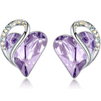 Ocean Heart Minimalist Earrings With Birthstone Accents