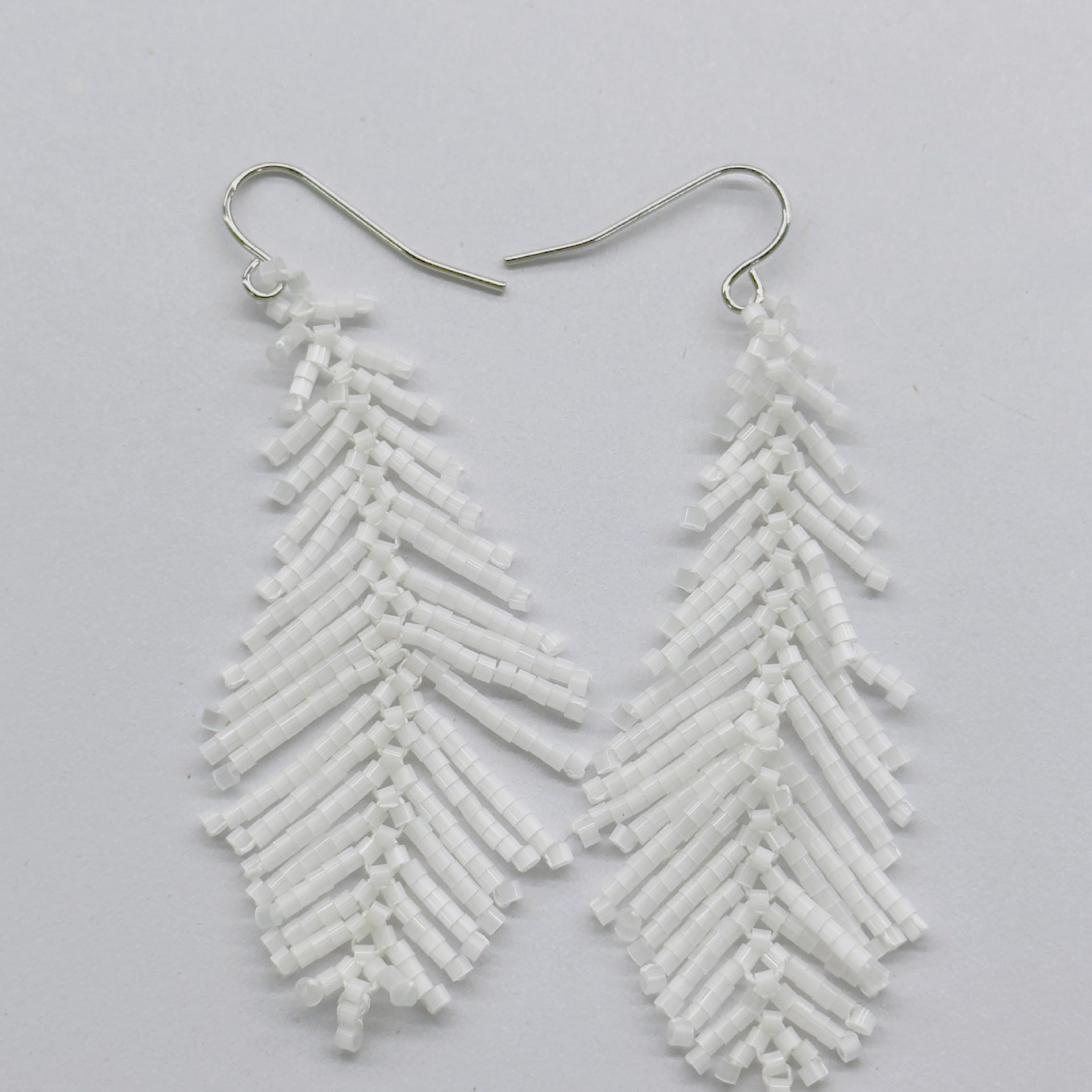 Cool Vintage Feather And Bead Earrings With Long Tassel Accents