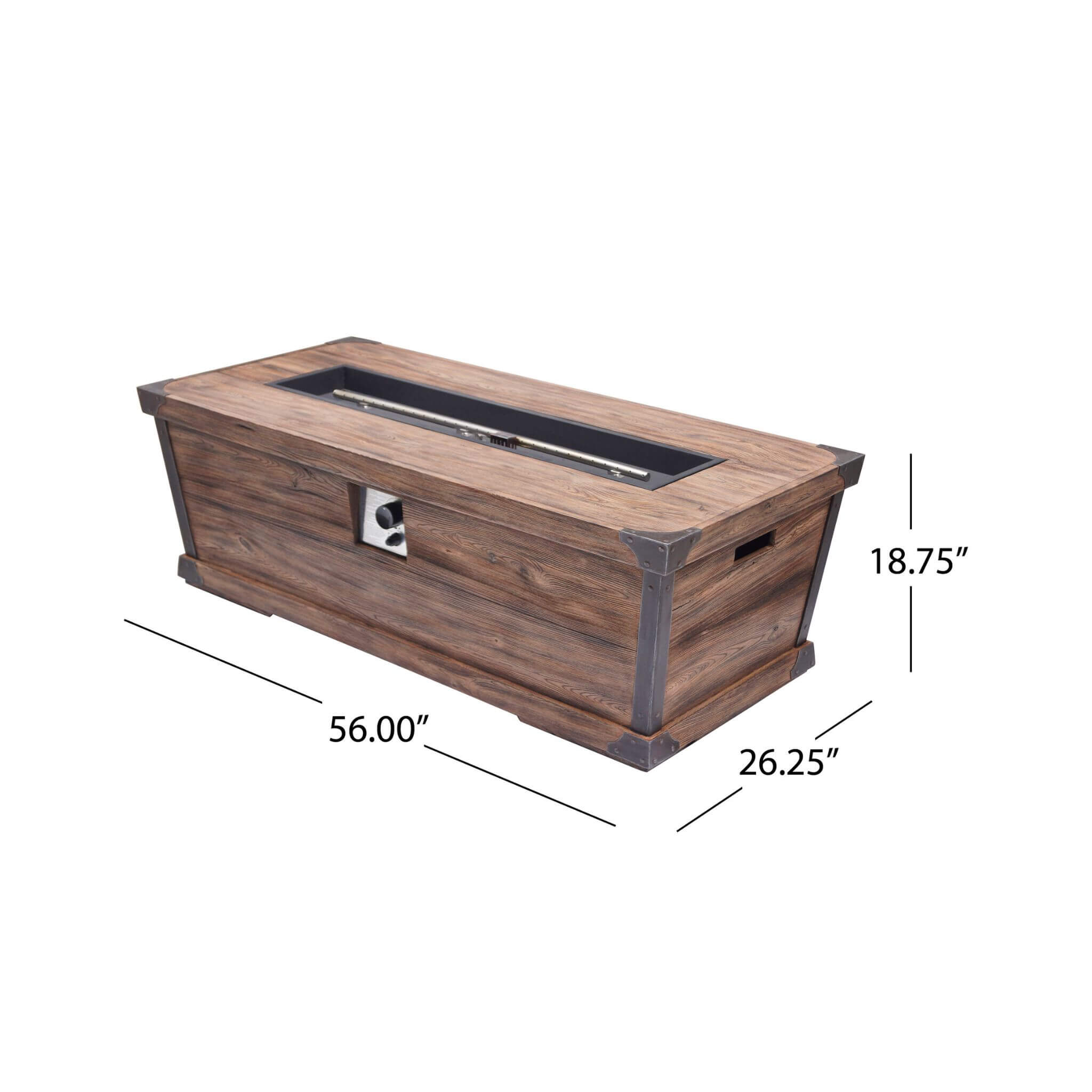 Alora 56-Inch Outdoor 50K BTU Wood Pattern Rectangle Gas Burning Fire Pit (SAK43681)