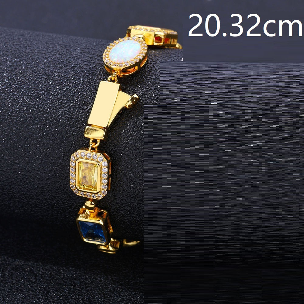 Hip-hop Colorful Gemstone Necklace With Zircon Accents