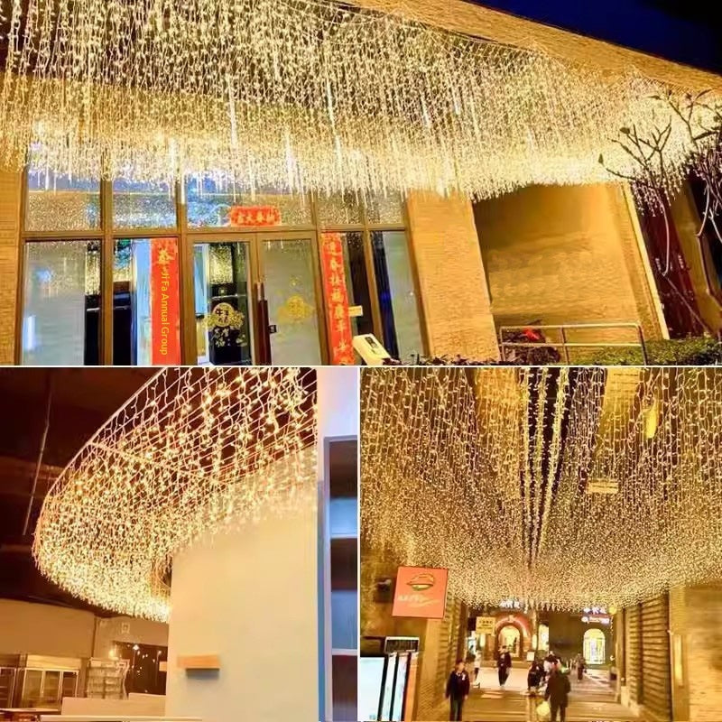 Waterproof Icicle Waterfall Lights With Starry Accents