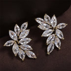 Diamond-shaped Leaf Earrings With Zircon Accents