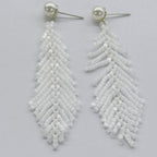 Cool Vintage Feather And Bead Earrings With Long Tassel Accents