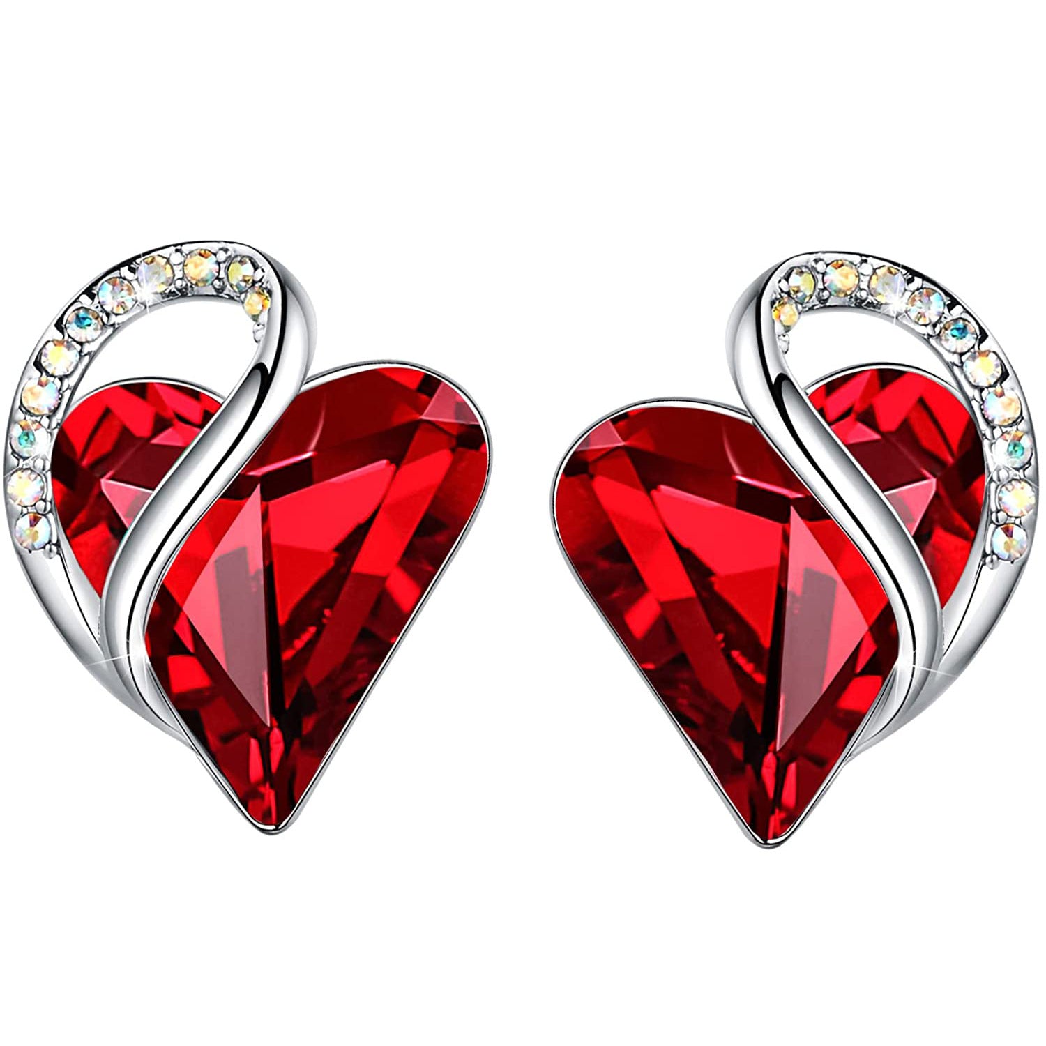 Ocean Heart Minimalist Earrings With Birthstone Accents