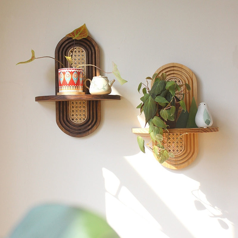 Rattan Wall Shelf In A Vintage Style For Decorative Accents