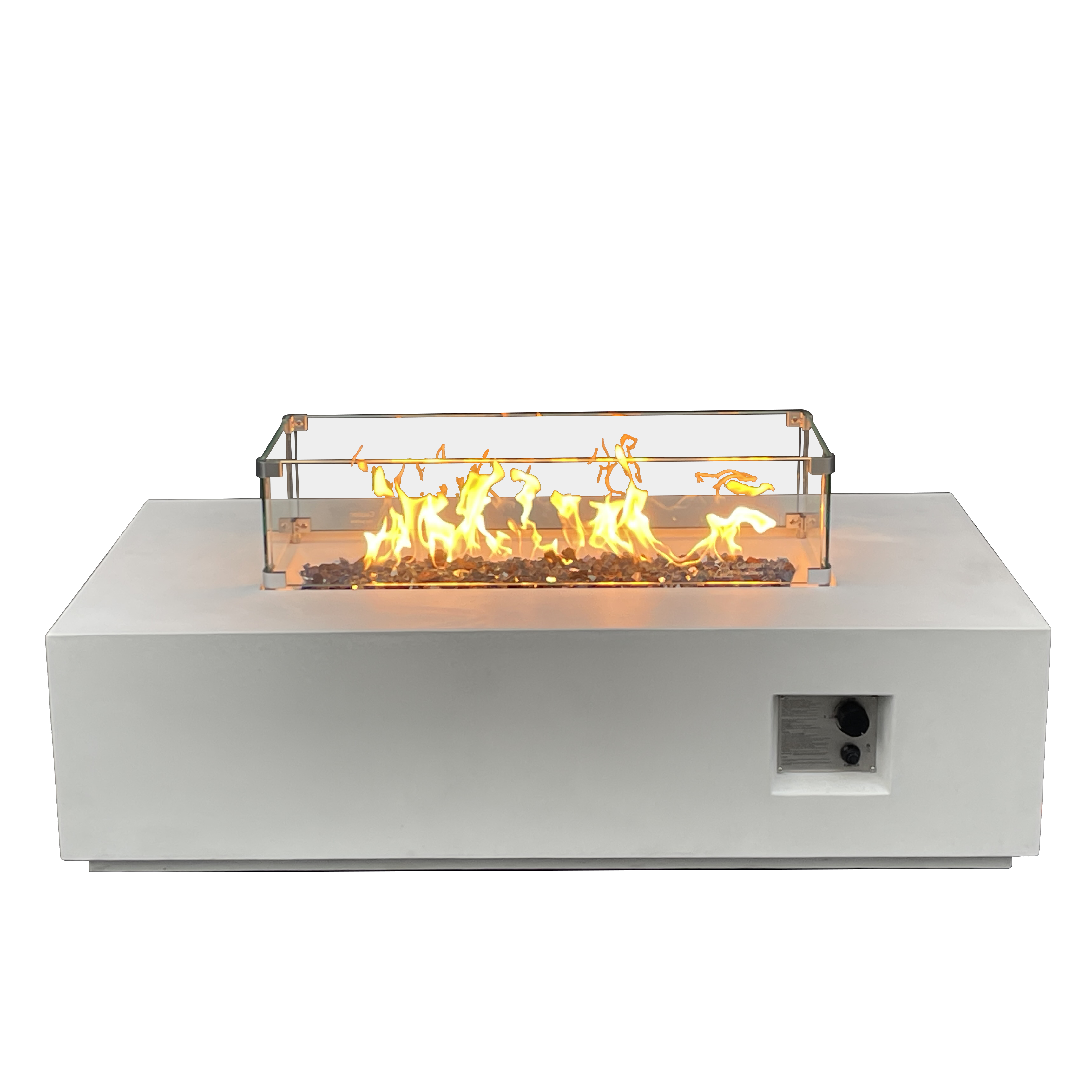 52 Inch Outdoor Concrete Propane gas rectangle Fire Pit table in Antique white color