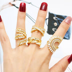 Copper Ring With Real Gold Plating And Zircon Accents For Women