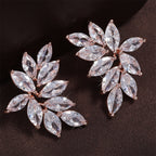 Diamond-shaped Leaf Earrings With Zircon Accents