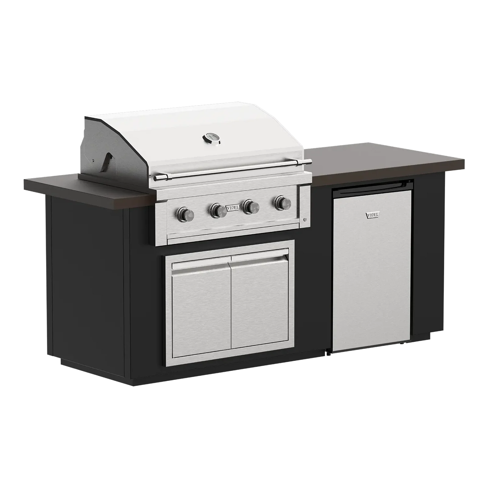 Videl USA Alta 84I Outdoor BBQ Island with 36″ Gas Grill, Built-In Fridge & Double Door Storage