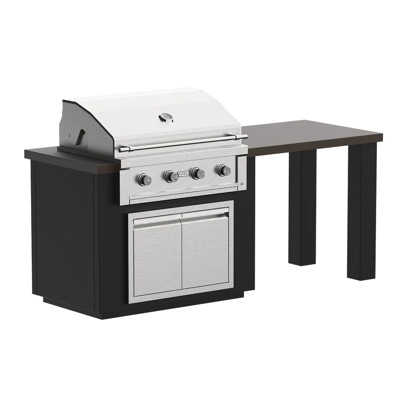 Videl USA Alta 84T Outdoor Kitchen Island with 36″ Gas Grill & Bar Table – Backyard BBQ Island with Storage