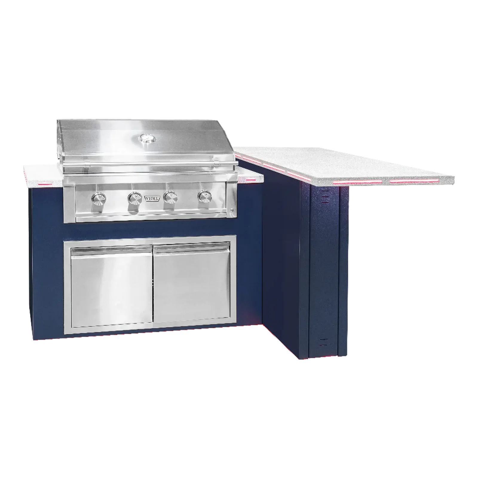 Videl USA Alta 72L L-Shaped Outdoor BBQ Island with 36″ Gas Grill & Double Door Storage