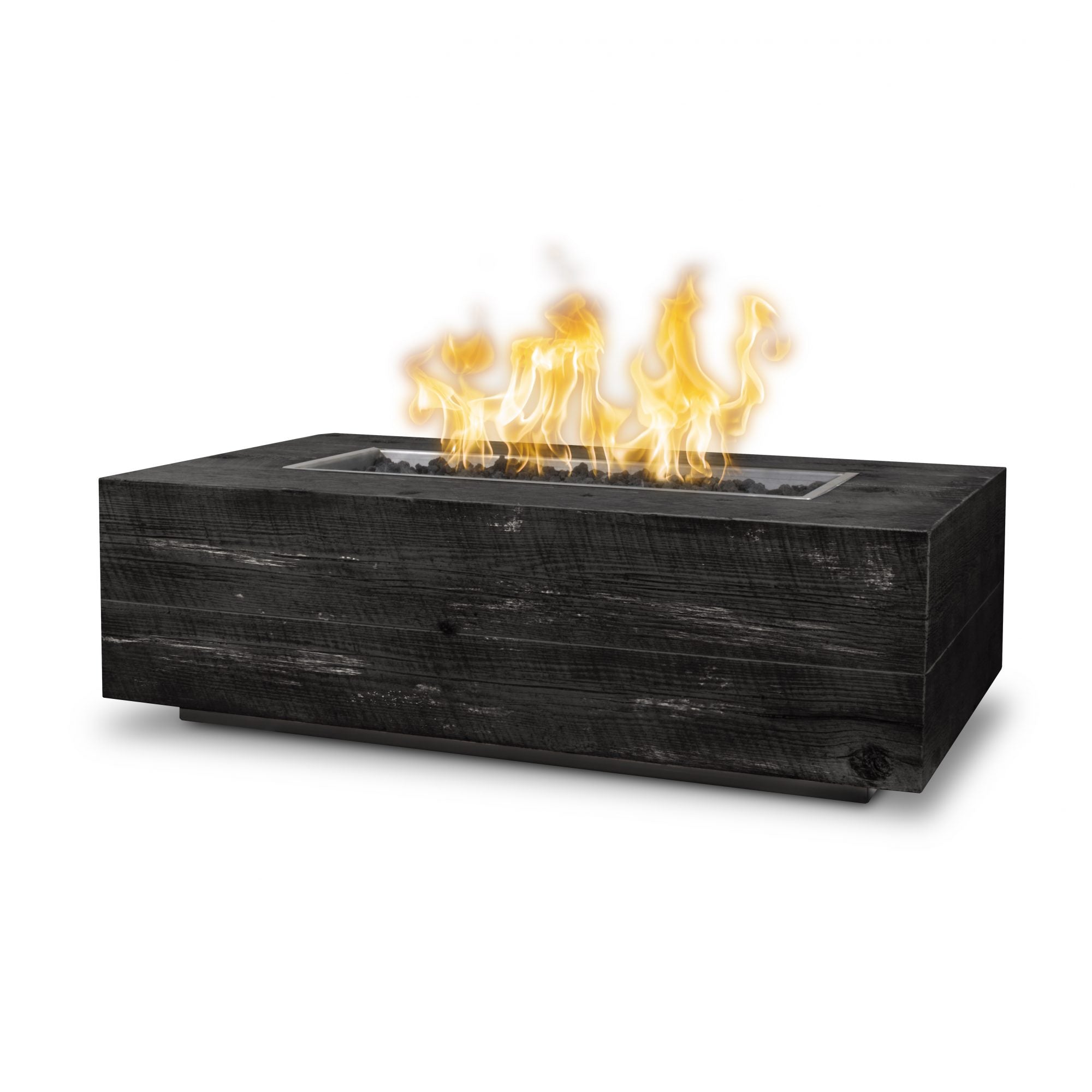 The Outdoor Plus Coronado Wood Grain Concrete Gas Fire Pit – 48"–120" Linear Outdoor Fire Feature | 90,000 BTU | Natural Gas or Propane