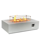 52 Inch Outdoor Concrete Propane gas rectangle Fire Pit table in Antique white color