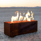 modern linear gas fire pit sculpture