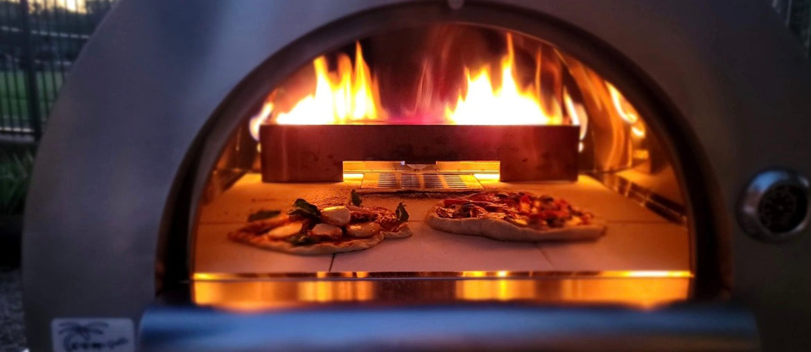 KoKoMo 32" Dual Fuel Outdoor Pizza Oven – Gas or Wood Fired 304 Stainless Steel Pizza Oven with Cart, 35,000 BTU