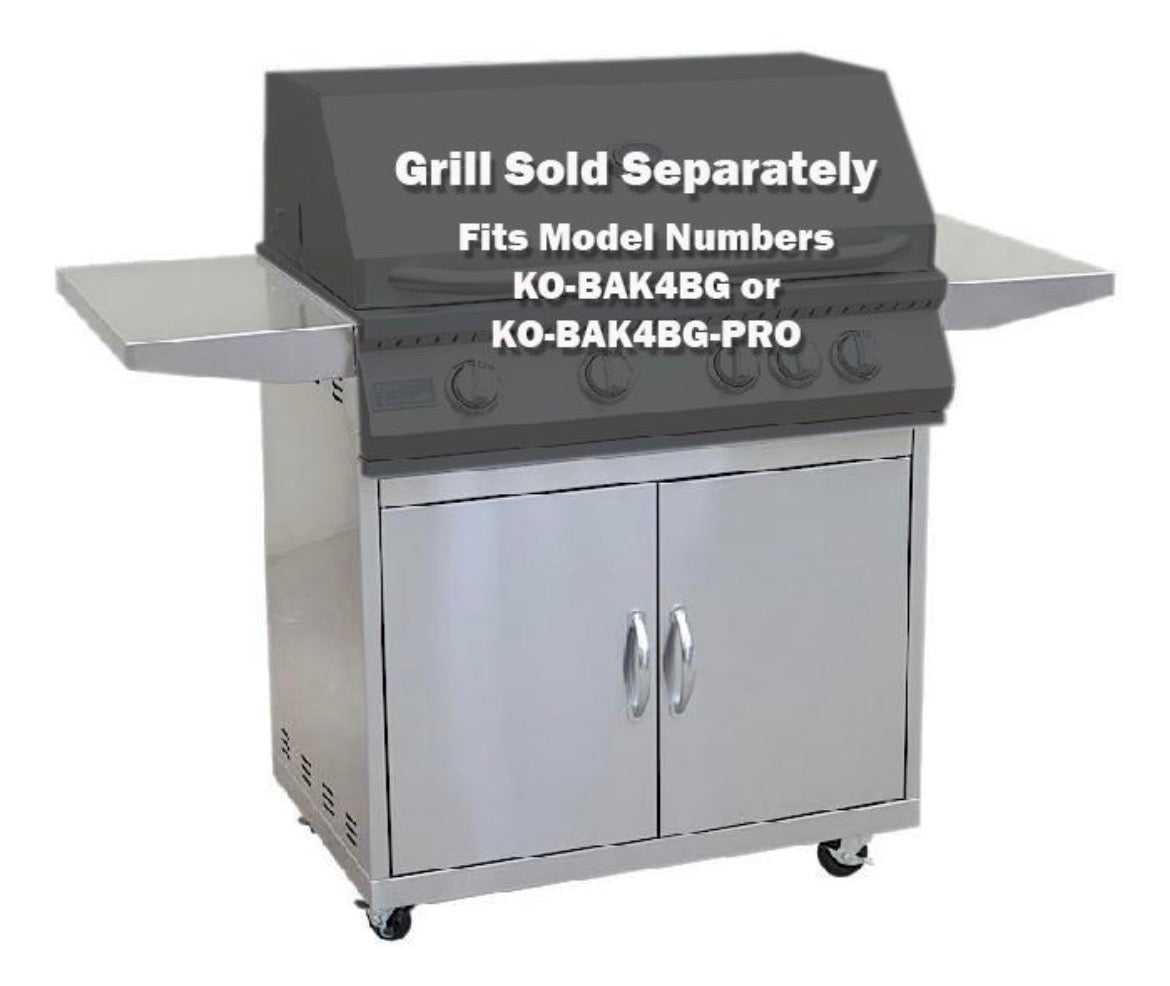 KoKoMo Heavy-Duty 304 Stainless Steel Grill Cart – Freestanding Outdoor Kitchen Cart with Storage & Side Shelving for 3, 4, or 5 Burner Grills