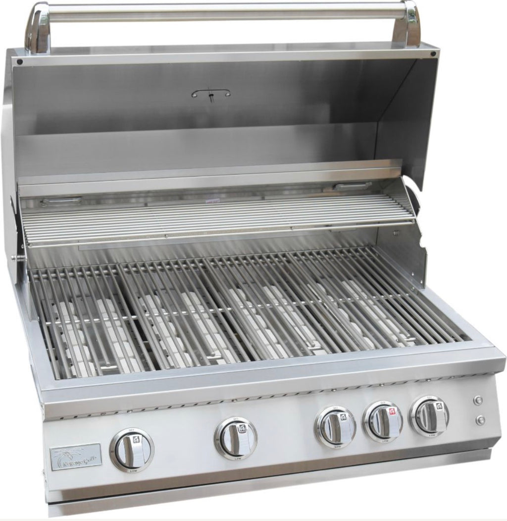 KoKoMo 4 Burner Professional 304 Stainless Steel Gas Grill – 72,000 BTU Built-In or Freestanding Outdoor Kitchen BBQ with Infrared Back Burner