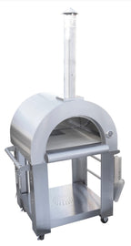 KoKoMo 32" Wood Fired Outdoor Pizza Oven – 304 Stainless Steel Freestanding Pizza Oven with Cart, Built-In Temp Gauge & Accessory Kit