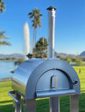 KoKoMo 32" Wood Fired Outdoor Pizza Oven – 304 Stainless Steel Freestanding Pizza Oven with Cart, Built-In Temp Gauge & Accessory Kit
