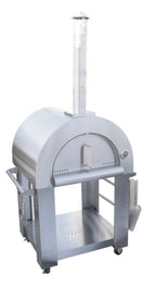 KoKoMo 32" Wood Fired Outdoor Pizza Oven – 304 Stainless Steel Freestanding Pizza Oven with Cart, Built-In Temp Gauge & Accessory Kit