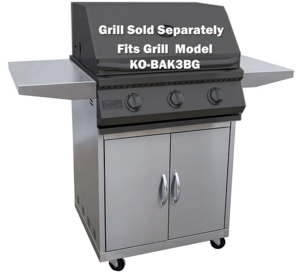 KoKoMo Heavy-Duty 304 Stainless Steel Grill Cart – Freestanding Outdoor Kitchen Cart with Storage & Side Shelving for 3, 4, or 5 Burner Grills
