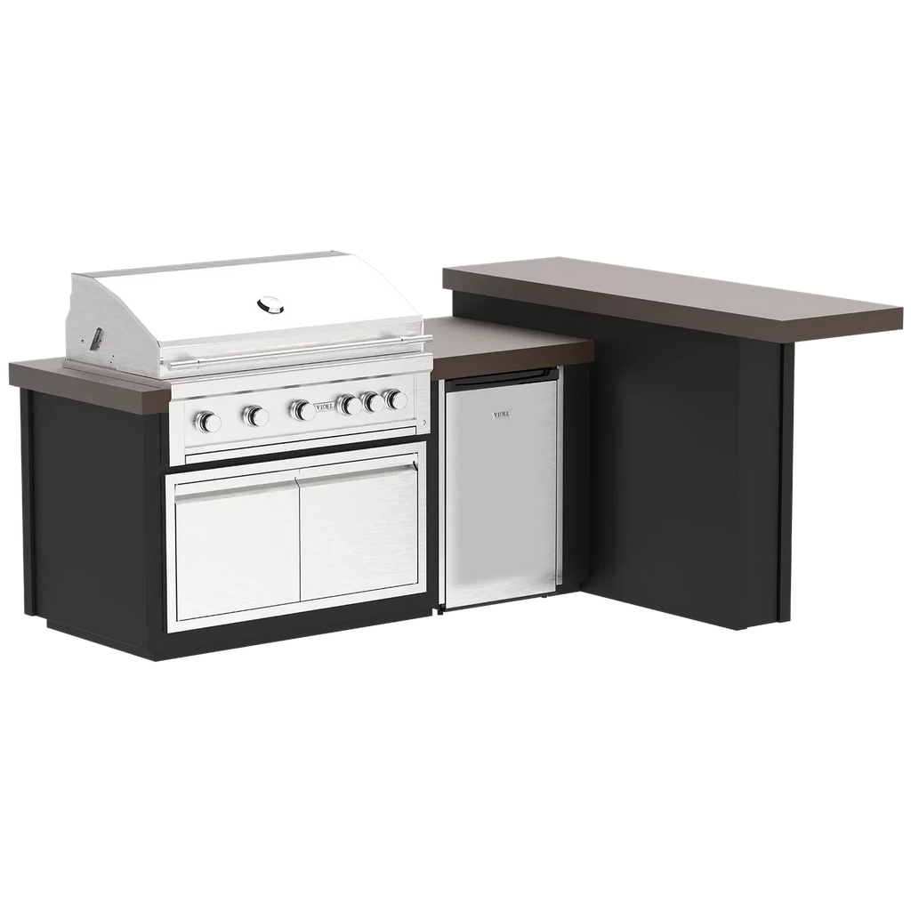 Videl USA Luxe 96L Outdoor Kitchen Island with 42″ Gas Grill & Infrared Burner – Backyard BBQ Island with 42″ Storage Doors