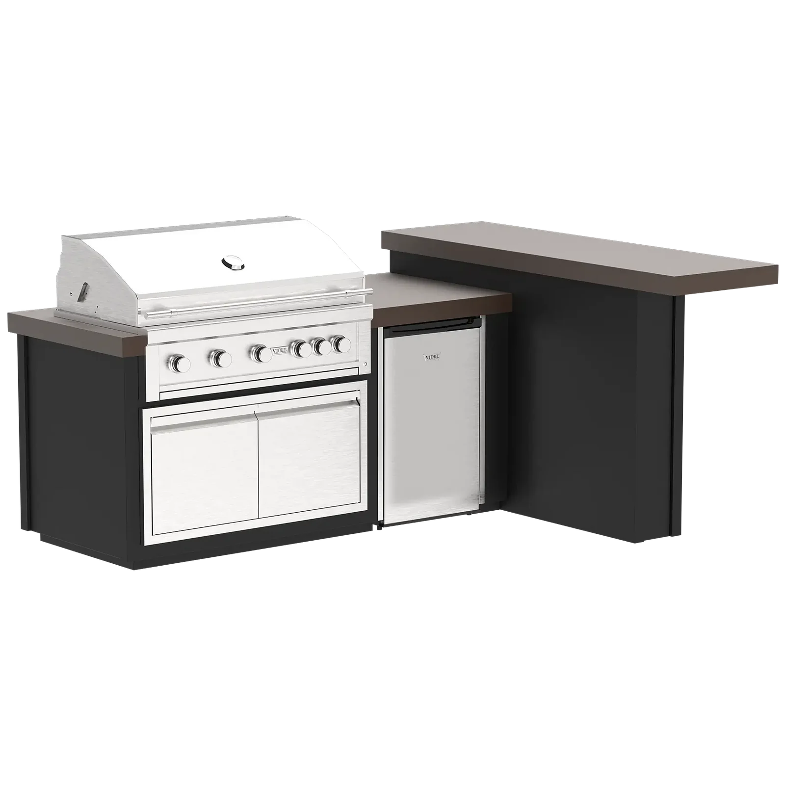 Videl USA Luxe 96L Outdoor Kitchen Island with 42″ Gas Grill & Infrared Burner – Backyard BBQ Island with 42″ Storage Doors