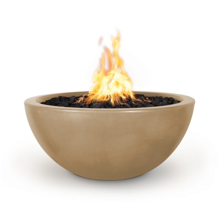 The Outdoor Plus Luna GFRC Gas Fire Pit – Handmade Luxury Concrete Outdoor Fire Pit (Natural Gas or Propane, 65,000 BTU)