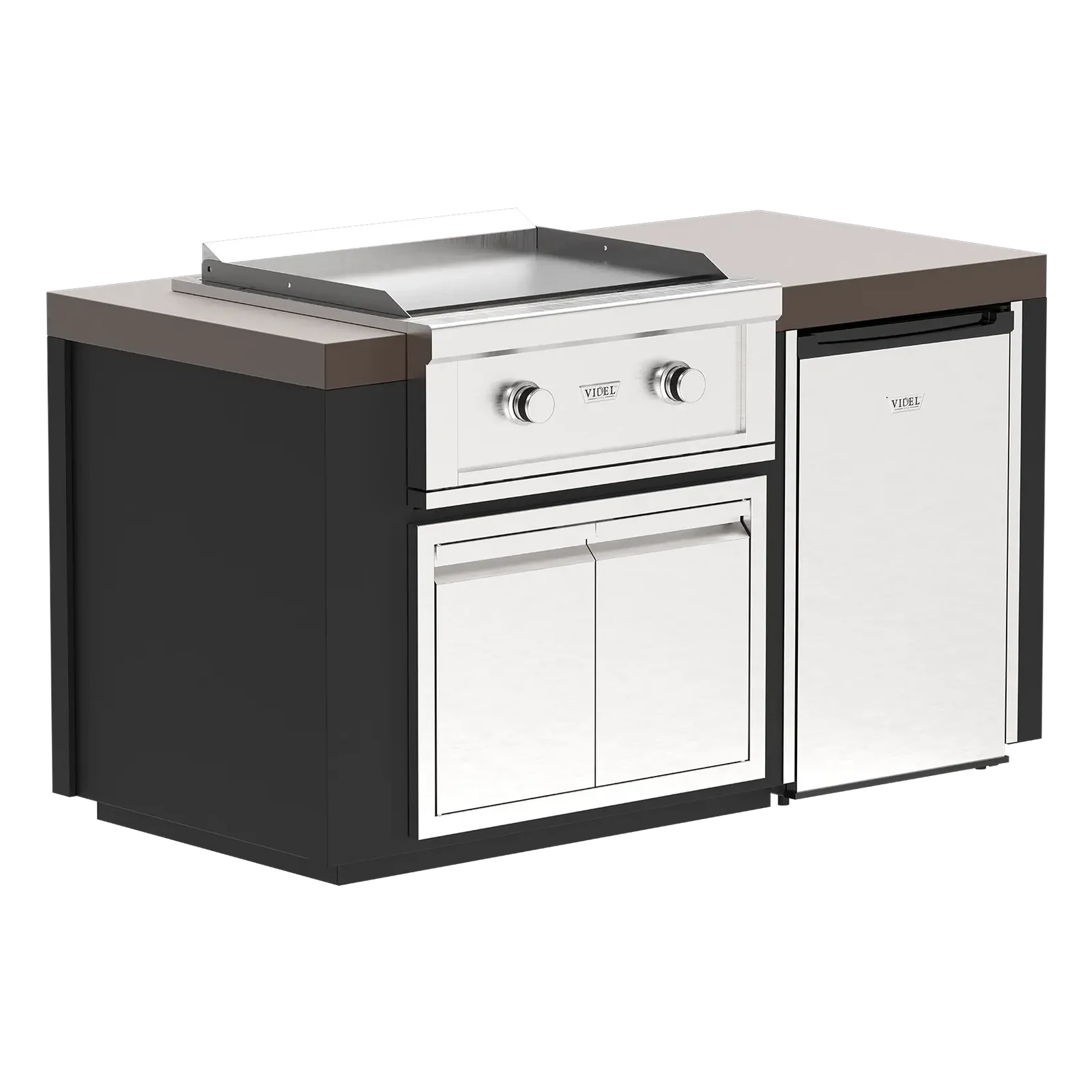Videl USA Luxe 64I Outdoor Griddle Station with Built-In Gas Plancha, Refrigerator & Storage – Backyard BBQ Island