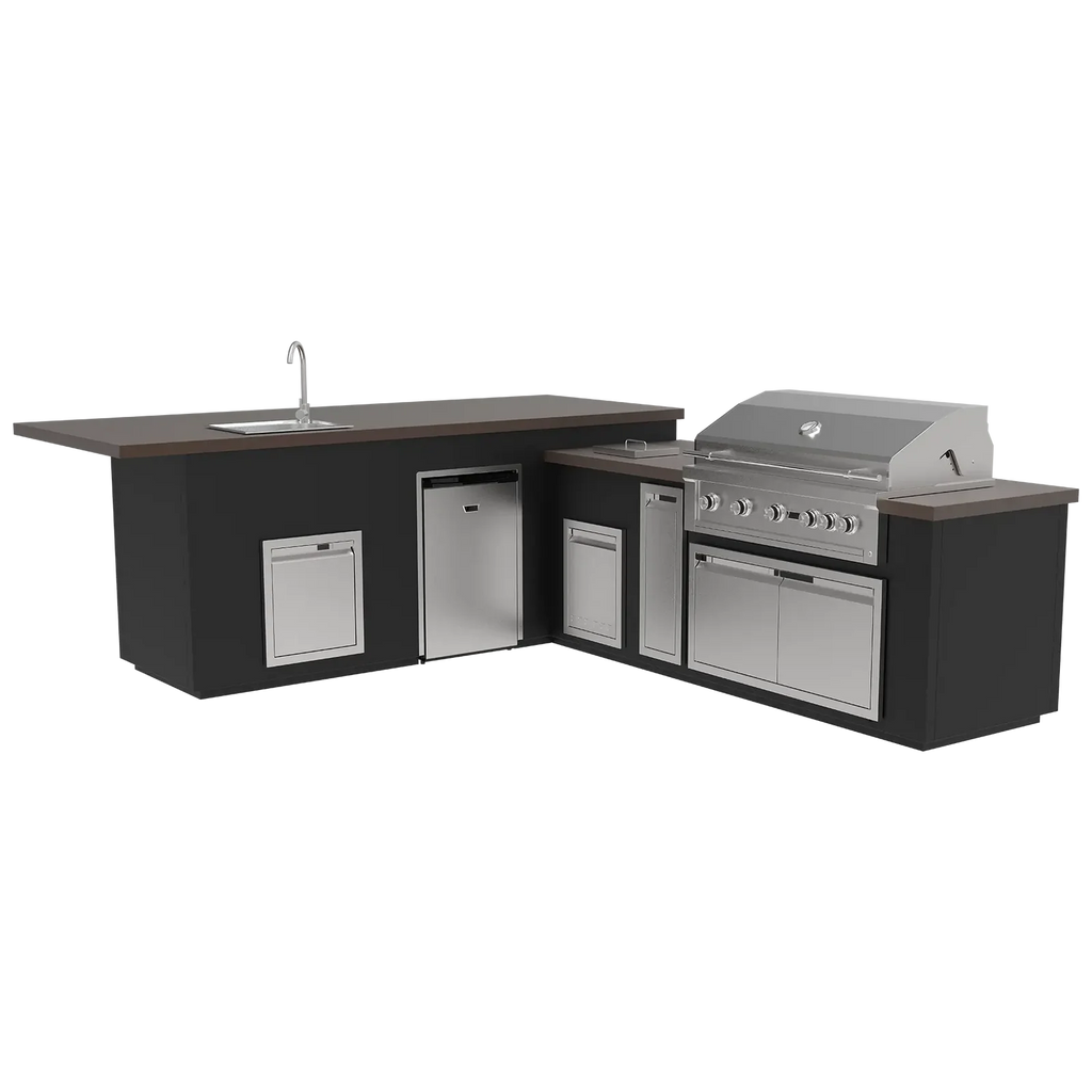 Videl USA Maestro 134L Outdoor Kitchen Island with 42″ Gas Grill, Infrared Burner, Fridge & Sink