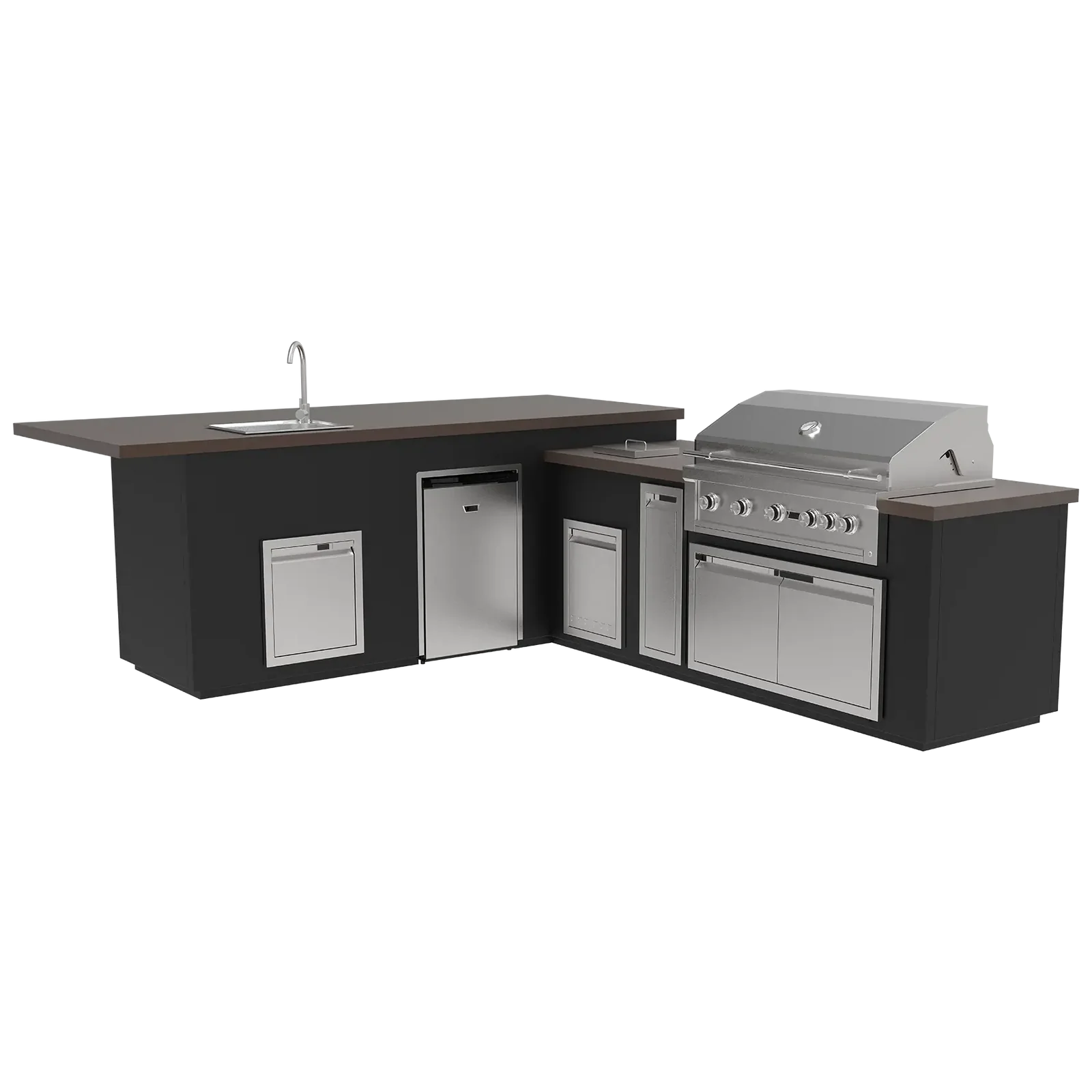 Videl USA Maestro 134L Outdoor Kitchen Island with 42″ Gas Grill, Infrared Burner, Fridge & Sink