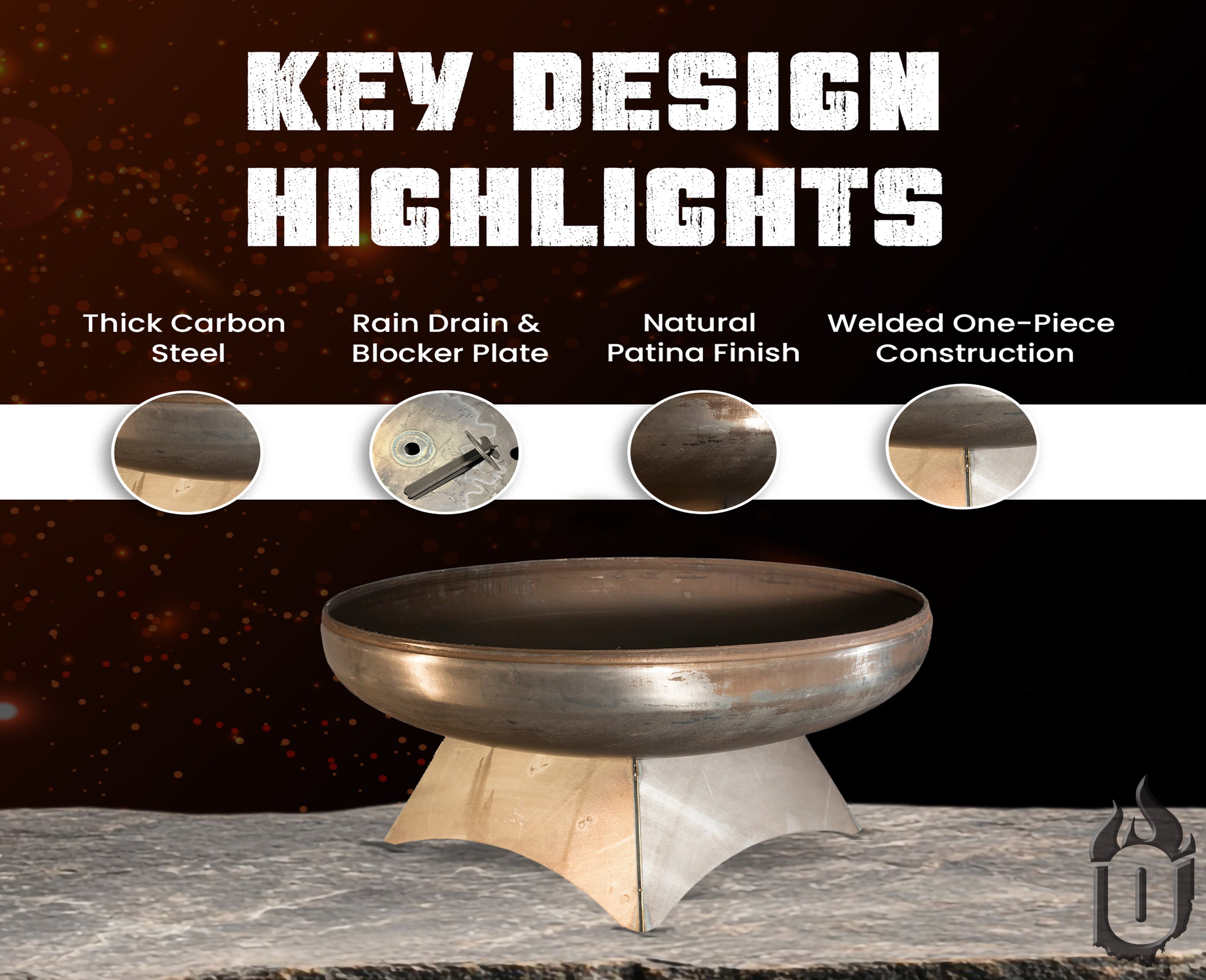 Ohio Flame “The Liberty” American Fire Pit – 100% Made in USA, Carbon Steel, Durable Outdoor Fire Pit with Lifetime Warranty