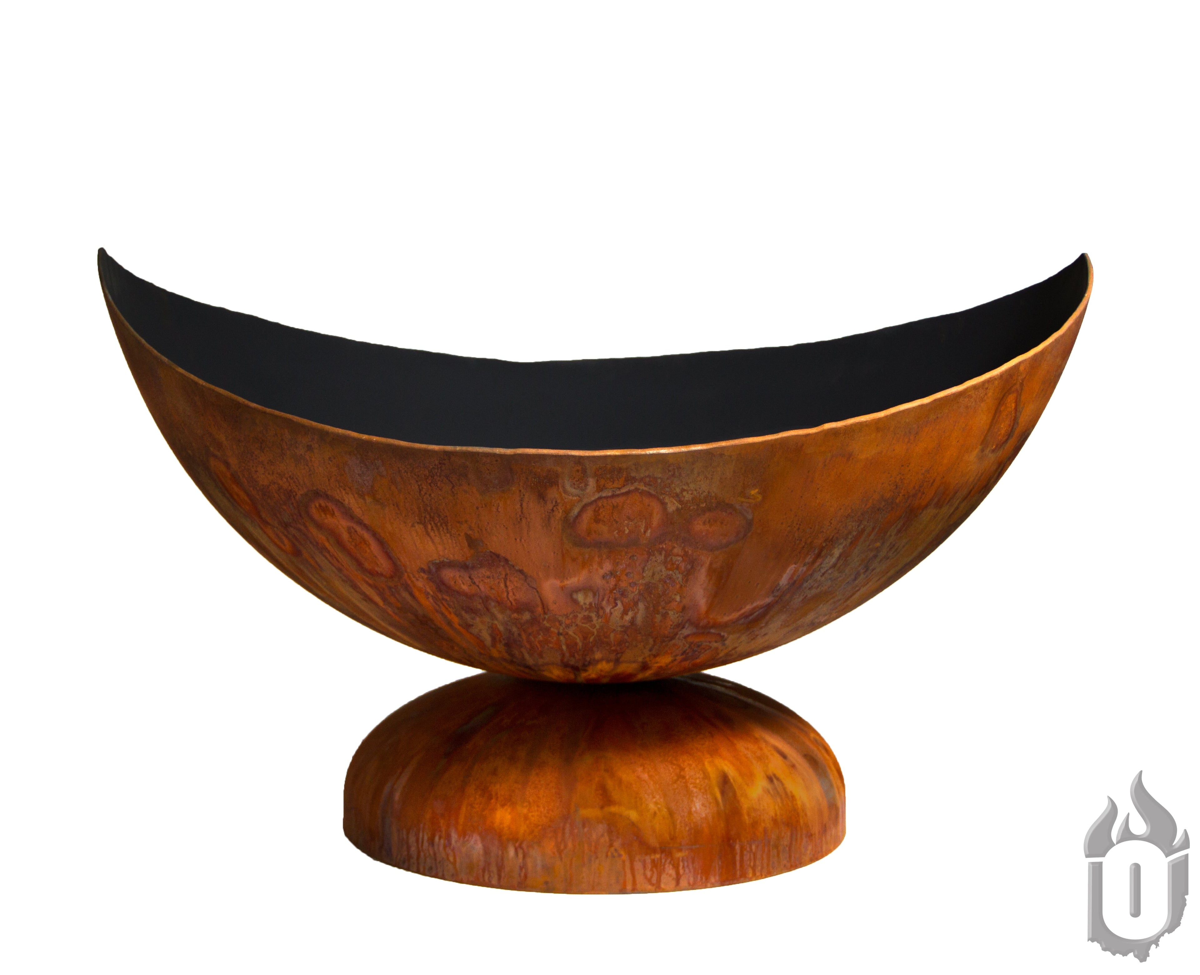 Ohio Flame Lunar Artisan Fire Bowl – American-Made Carbon Steel Outdoor Fire Pit, Patina Finish, Lifetime Warranty