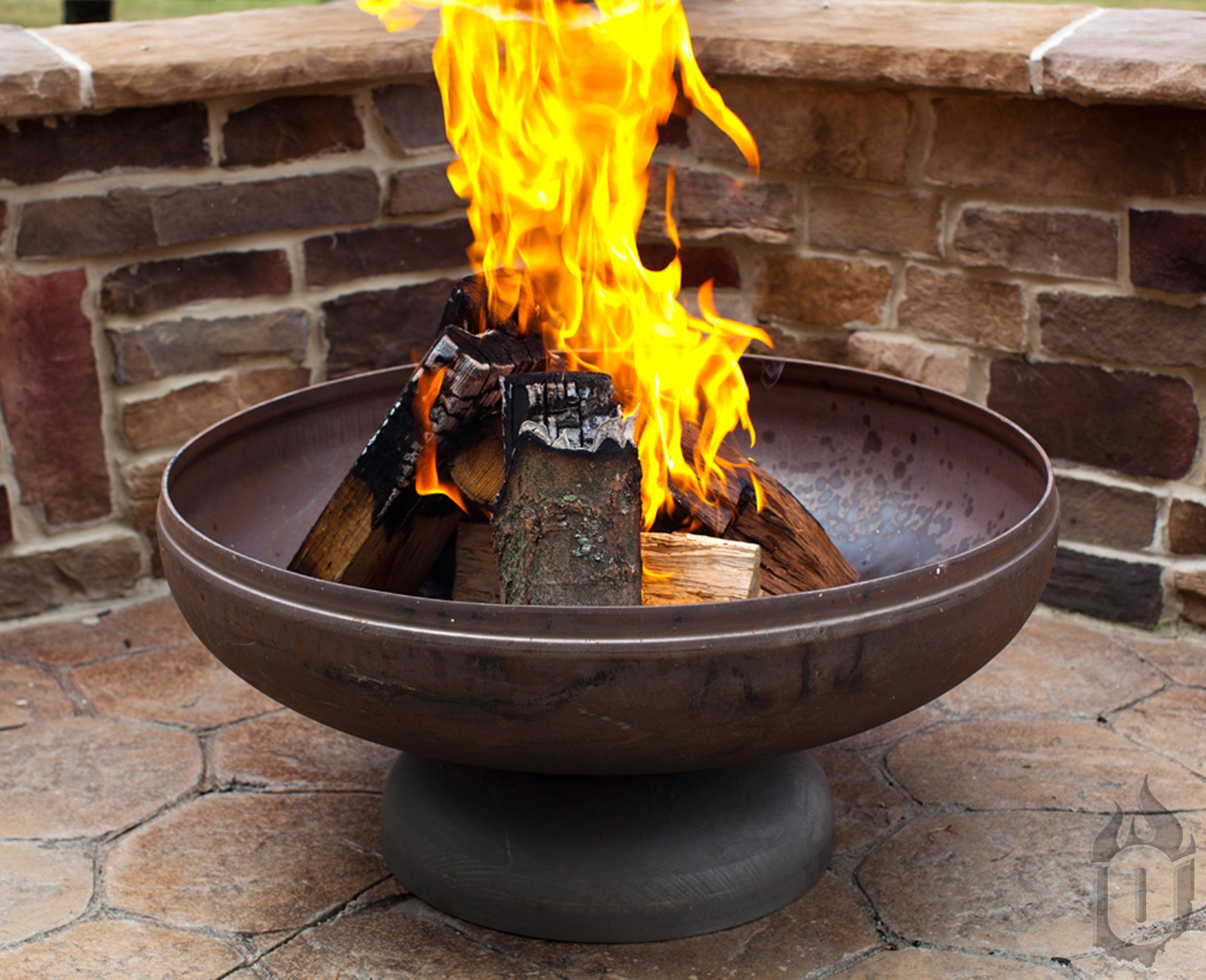 Ohio Flame The Patriot American Fire Pit – Outdoor Carbon Steel Fire Bowl, Natural Patina, Lifetime Warranty, Made in USA