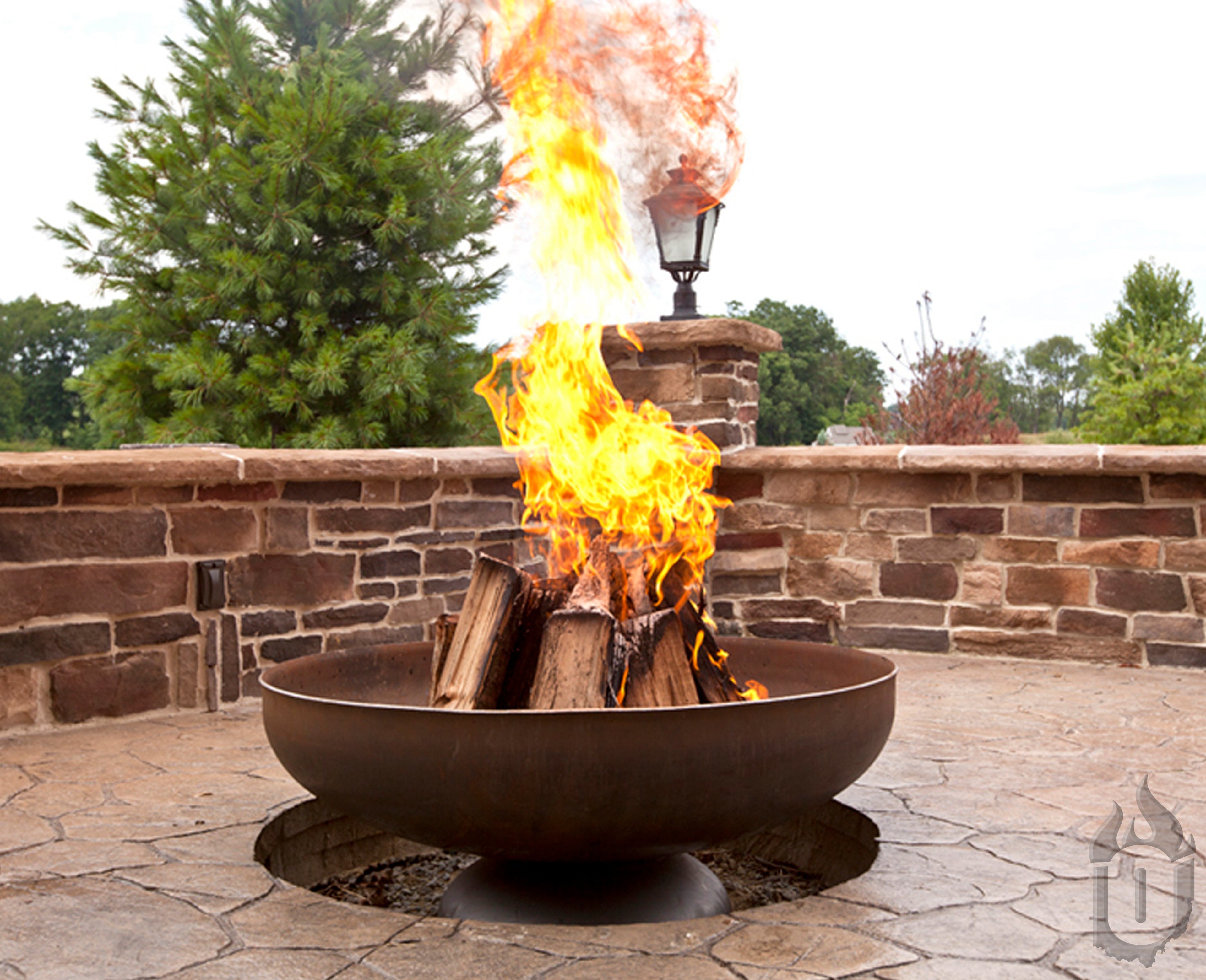 Ohio Flame The Patriot American Fire Pit – Outdoor Carbon Steel Fire Bowl, Natural Patina, Lifetime Warranty, Made in USA