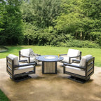 Palm Beach Poly Lumber Fire Pit Table Set Club Chairs