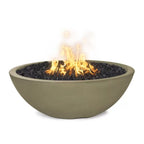 The Outdoor Plus Sedona Narrow Ledge Concrete Gas Fire Pit – 65,000 BTU Luxury GFRC Outdoor Fire Pit