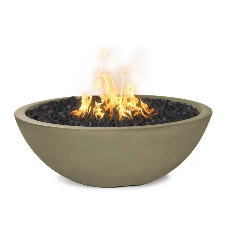 The Outdoor Plus Sedona Narrow Ledge Concrete Gas Fire Pit – 65,000 BTU Luxury GFRC Outdoor Fire Pit