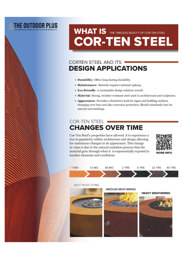 The Outdoor Plus Shuttle Fire Pit Sculpture – Luxury Modern Outdoor Fire Pit | Corten, Stainless or Powder-Coated Steel | Propane or Natural Gas