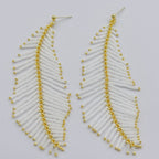 Cool Vintage Feather And Bead Earrings With Long Tassel Accents